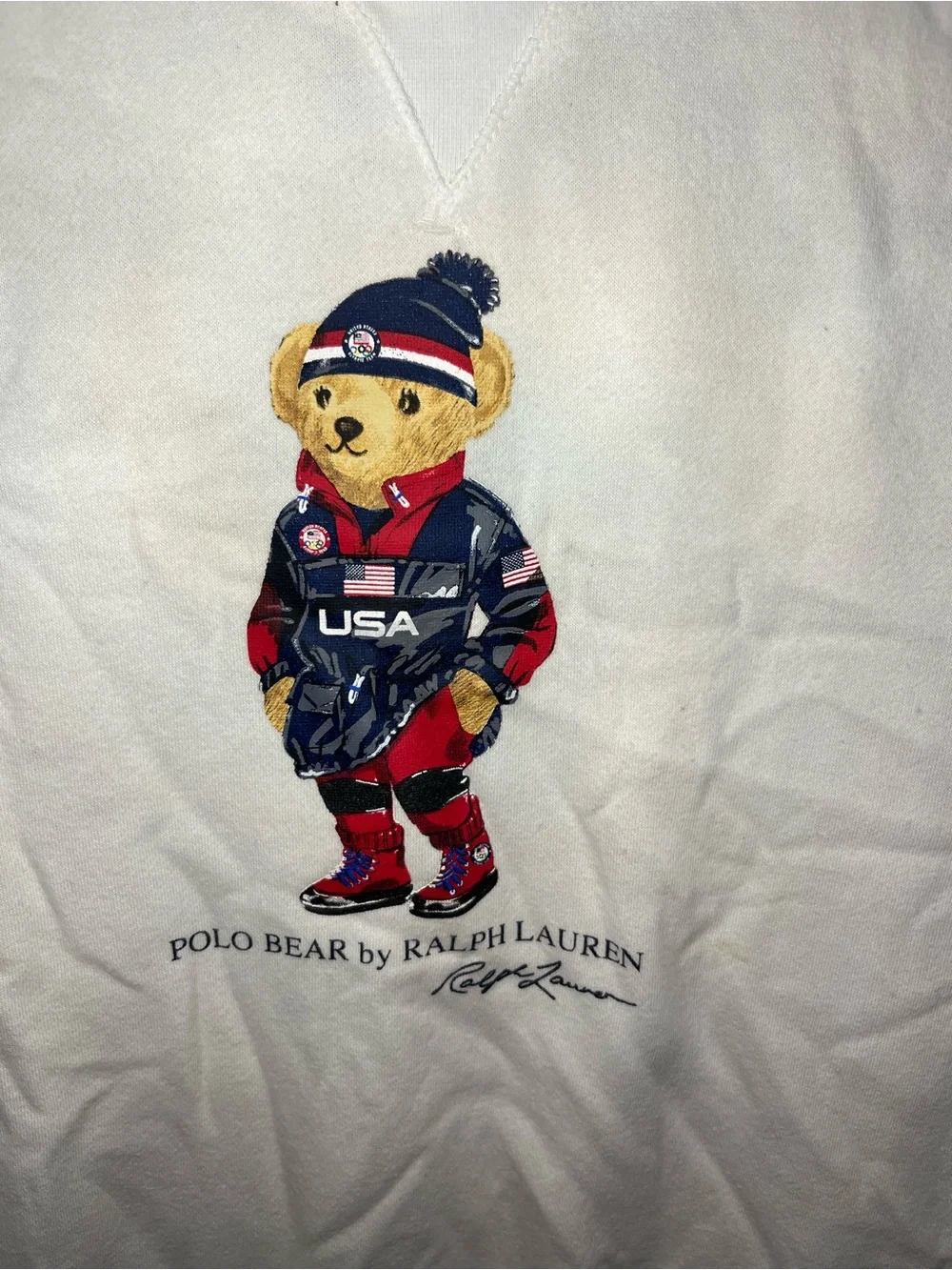 Ralph Lauren Polo Bear Sweatshirt dress in White, Navy, Red